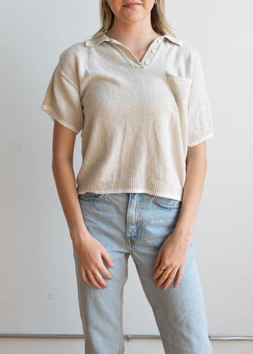 80's Beige Knit Polo