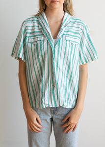 Mint Striped Collared Tee