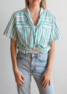 Mint Striped Collared Tee