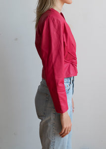 80's Neon Pink Cropped Leather Jacket