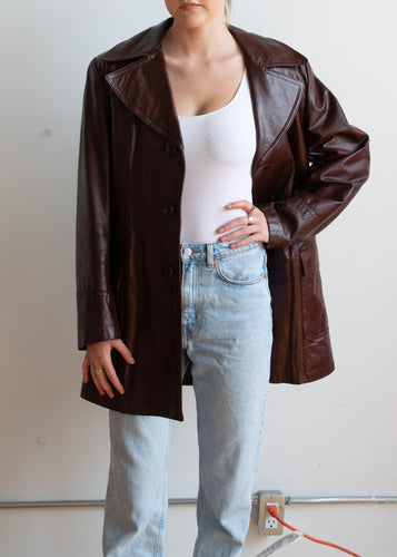 80's Burgundy Leather Blazer