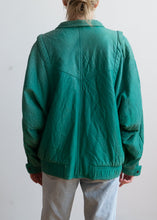 80's Teal Leather Bomber Jacket