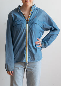 70's Blue K-Way Hooded Packable Rain Jacket