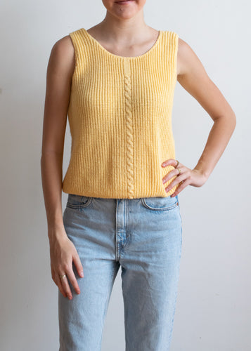 90's Yellow Knit Sweater Vest