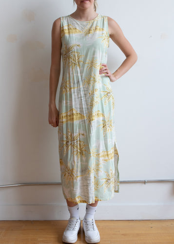 90's Hawaiian Print Shift Dress