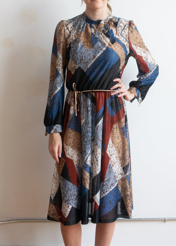 70's Abstract Midi Dress