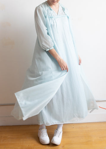 70's Powder Blue Robe and Gown Set