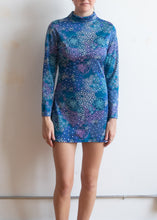 60's Blue Mod Mock Neck Mini Dress