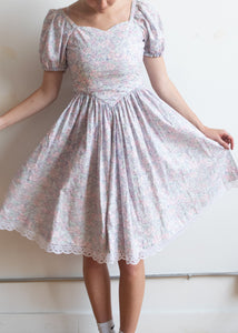 Vintage Floral Puff Sleeve Dress