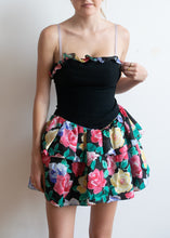 80's/90's Black Floral Party Dress