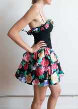 80's/90's Black Floral Party Dress