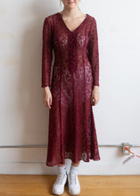 90's Wine Sheer Lace Dress