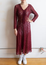 90's Wine Sheer Lace Dress