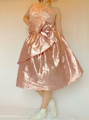 80's Pink Metallic Party Dress