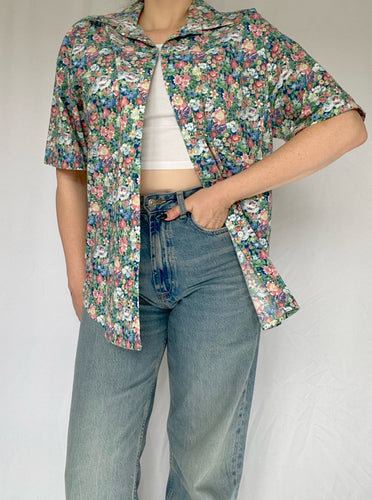 80's Short Sleeve Floral Blouse