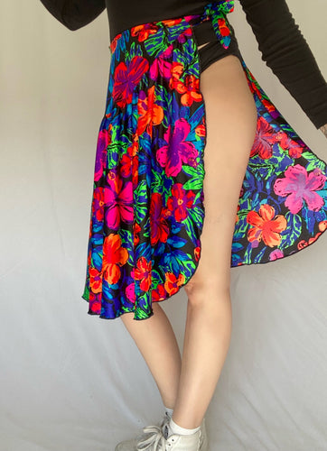 90's Neon Floral Swim Cover