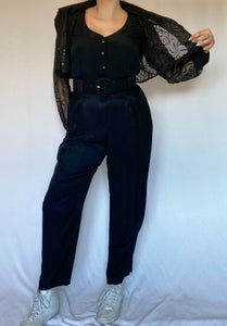 80's Black Belted Jumpsuit