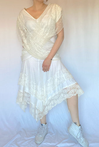 70's Dead Stock White Lace Dress