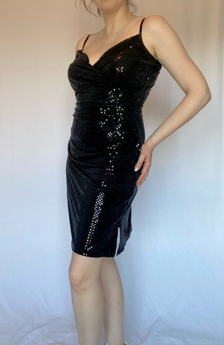 90's Black Sequin Cocktail Dress