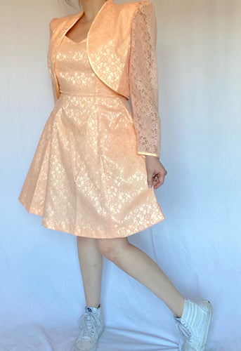 80's Pink Lace Dress and Jacket Set