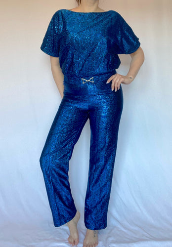 80's Metallic Blue Jumpsuit