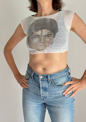 80's Michael Jackson Cropped Mesh Tee