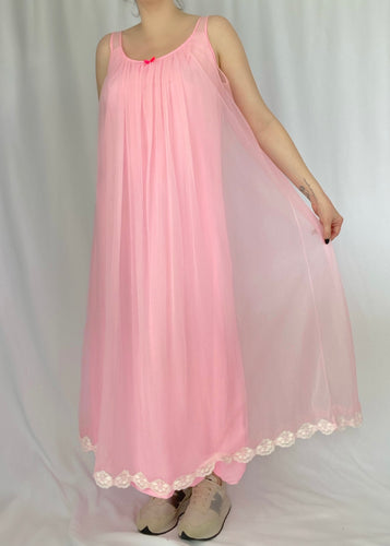 60's Pink Chiffon Housedress