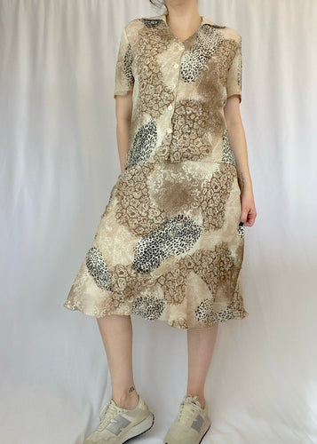 90's Animal Print Skirt Set