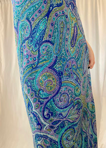 90's Blue Paisley Maxi Dress