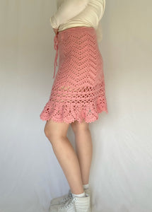 Pink Crochet Midi Skirt