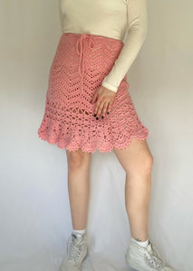 Pink Crochet Midi Skirt