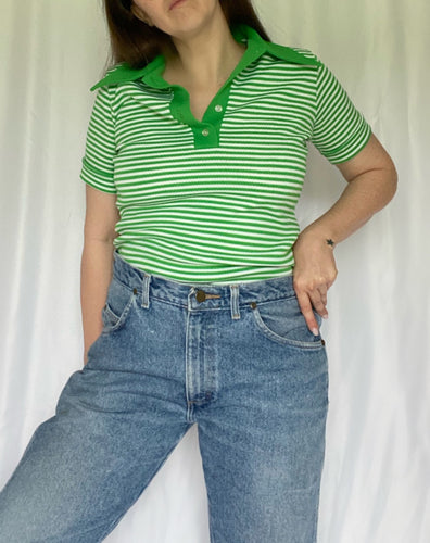 70's Green Striped Polo