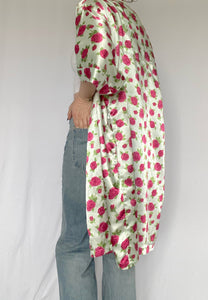 90's Satin Rose Print Robe