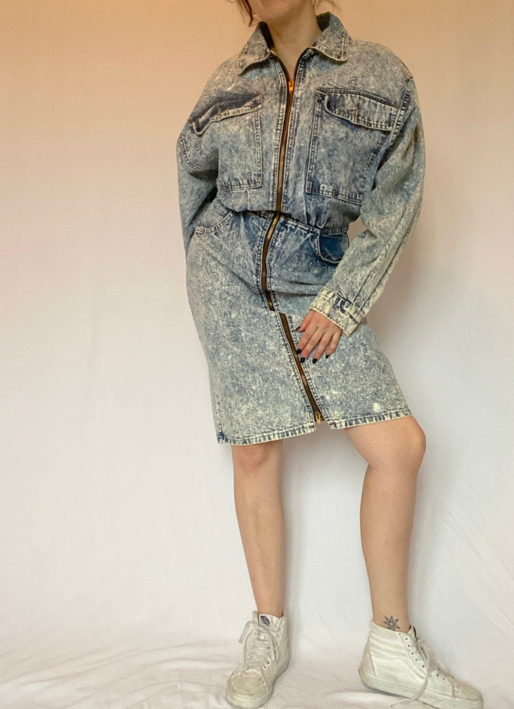 80's Acid Wash Denim Dress