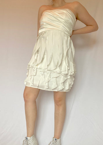 90's White Strapless Party Dress