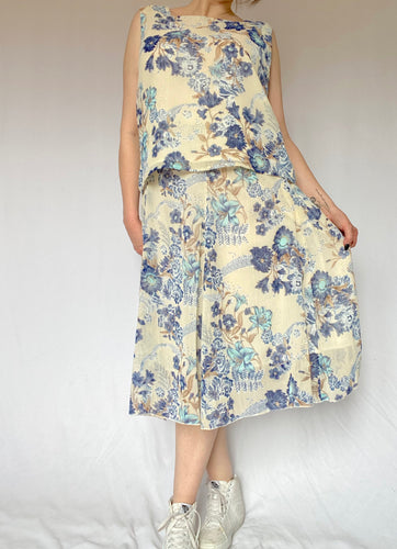 90's Floral Skirt and Tank Set
