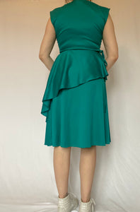 70's Green Satin Cocktail Dress