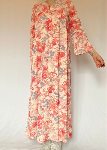 70's Pink Floral Kaftan