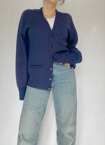70's Navy Wool Blend Cardigan