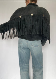 80's Black Suede Fringe Jacket