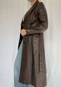 70's Brown Leather Trench