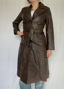 70's Brown Leather Trench