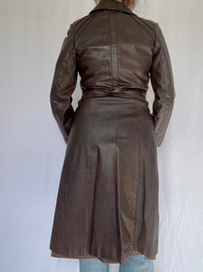 70's Brown Leather Trench