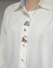 80's White Embroidered Blouse