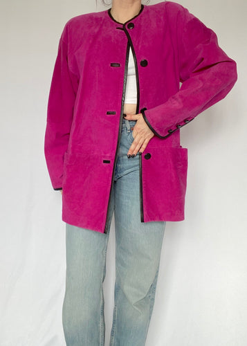 90's Neon Pink Leather Jacket
