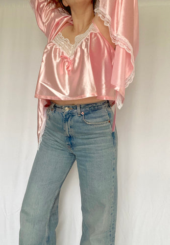 80's Pink Camisole Robe Set
