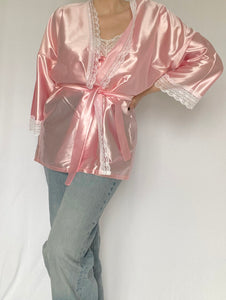 80's Pink Camisole Robe Set