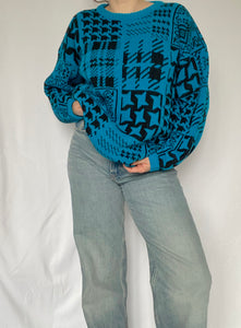 80s Blue Knit Pullover