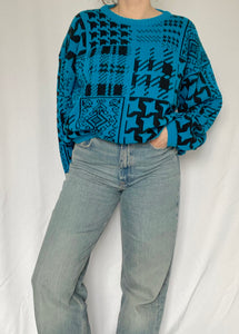 80s Blue Knit Pullover