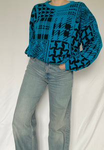 80s Blue Knit Pullover